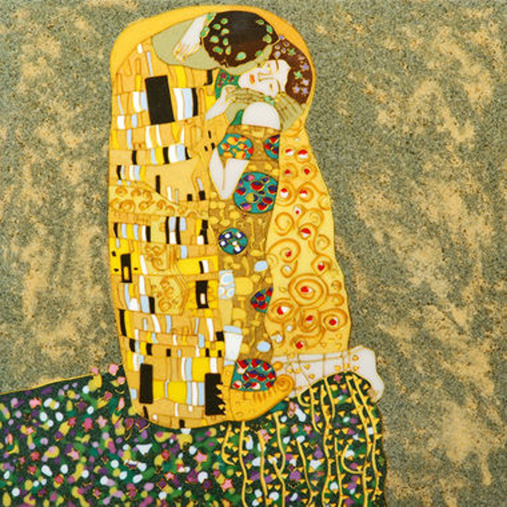 Quadro Il bacio di Klimt, falso d'autore 70x70cm Personaggi e