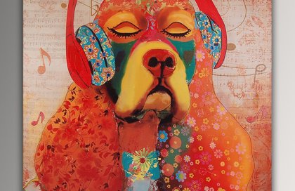 Quadro Bouledogue Francese Pop Art di Edgar Ramirez, falso d'autore  83x83x5cm Ligabue