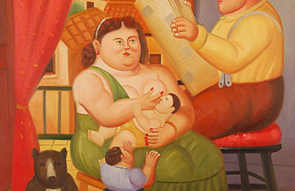 Quadro La famiglia 4 di Botero, falso d'autore 90x60cm Classici