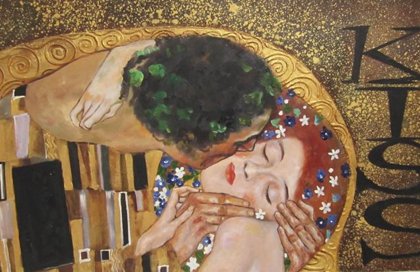 Quadro Il bacio di Klimt, falso d'autore 70x70cm Personaggi e